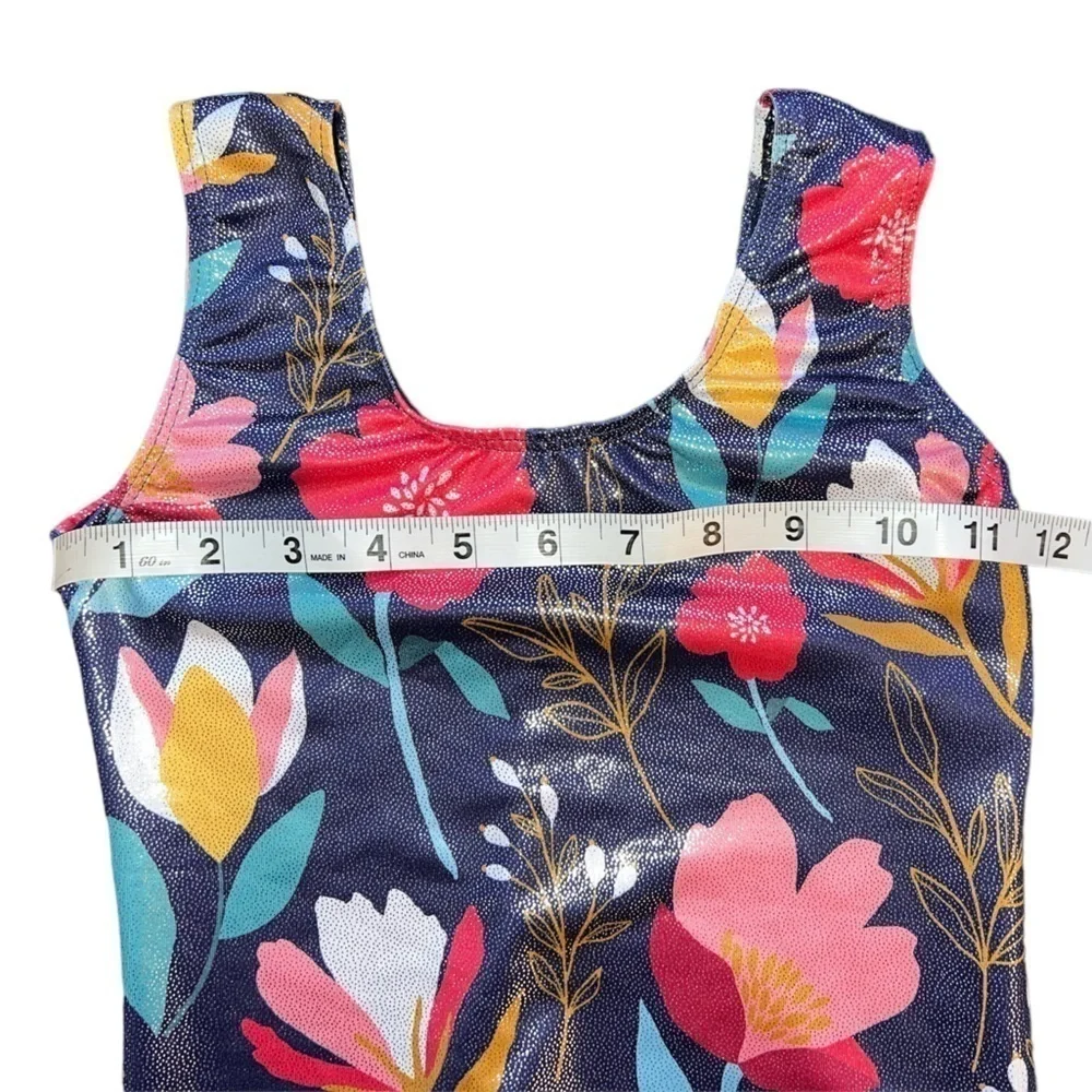 Girls leotard multicolored floral print size 140